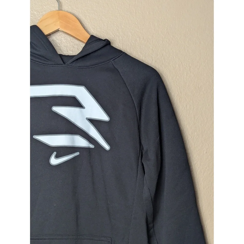 Nike 3 Brand Hoodie Boys XL Black Russell Wilson Pullover Fleece Sweatshirt